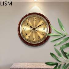 wood luxury wall clock large metal