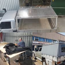 The frame that holds the shade in place as well as a waterproof canvas to block the rain and heat. Aluminium Hard Roof Canvas Soft Sided Ute Canopy Jackoff Ute Bodies