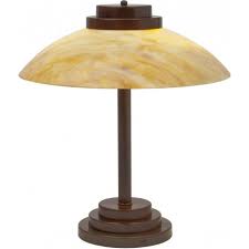 Art Deco Table Lamp With Amber Marbled
