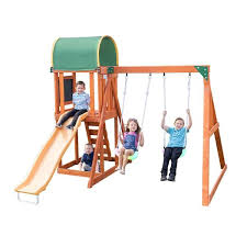 Wooden Swing Set With Led Swings