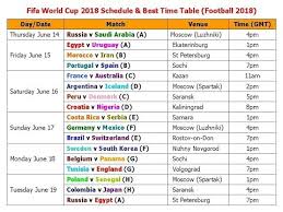 Fifa World Cup 2018 Schedule Best Time Table Football