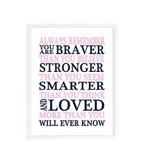 The trend of the phrase 'stronger than you' before 2015 may refer to other songs, albums, and quotes. Amazon Com Always Remember You Are Braver Than You Believe Quote Navy Blue Pink Girl Nursery Wall Art Inspirational Print Winnie The Pooh Quote Handmade