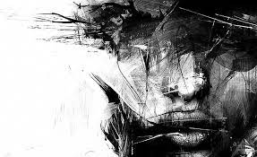 portrait grayscale abstract artwork