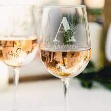 Etched Wine Glass With Initial