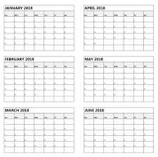 Printable Calendar 6 Months Per Page 2017 Holidays Calendar Template