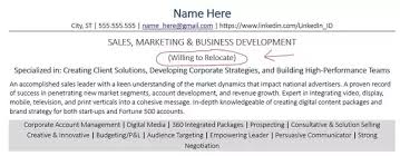 How To Mention Relocation In Resume Quora