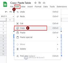 paste a table from google sheets