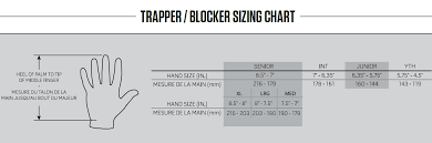 Goalie Trapper Blocker Size Chart Warrior