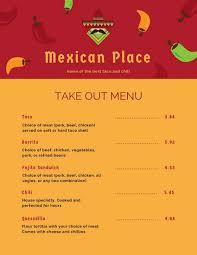 Yellow And Red Illustrated Chilies Mexican Restaurant Take Out Menu