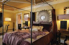 plum and gold master bedroom