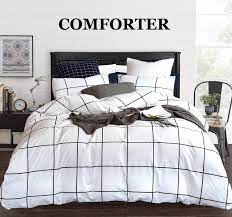 clothknow white plaid comforter sets
