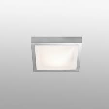1 Light Small Square Bathroom Flush Ceiling Light Aluminium White Ip44