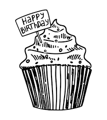 birthday cupcake hand drawn vector
