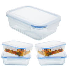 4pcs Glass Containers Set Lunch Box