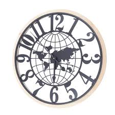 Yiyibyus 23 6 In Black Large Modern Metal Decorative Wall Clock Black And Wood Color
