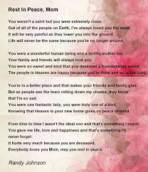 rest in peace mom poem by randy johnson