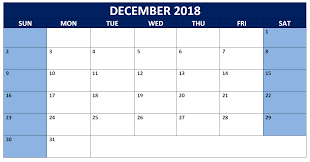 December 2018 Landscape Portrait Calendar Template Download Free