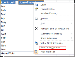 clic pivot table layout in excel