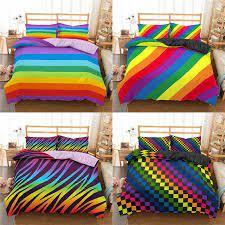 3d Rainbow Stripe Printed Bedding Sets