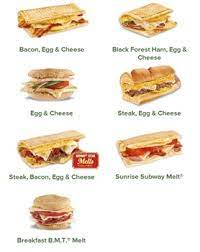 subway breakfast menu 2023