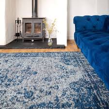 reversible distressed oriental blue rug