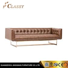 Beautiful and tasteful, the couch set completes itself with the classic desk lamps. China Stainless Steel Rose Gold Polished Finish Brown Leather Chesterfield Sofa For Living Room Furniture China Leather Sofa Living Room Furniture