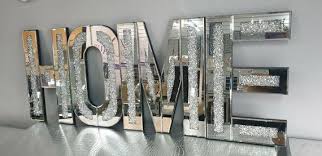 Buy Silver Mirror Glass Home Letters