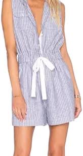 Kate Spade Chambray Blue Xl Broome Street Striped Short Romper Jumpsuit