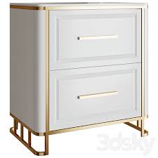 Bedside Table White 2 Drawer Nightstand