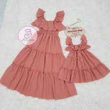 váy đôi cho mẹ và bé gái ⚡FREESHIP ⚡ Đầm đôi mẹ lụa hồng bèo Hàng Thiết Kế  Chất Đẹp