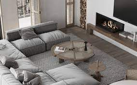 living es with grey white wood decor
