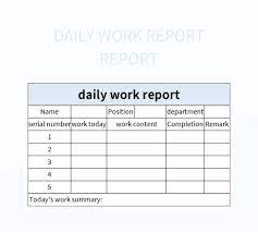 daily work report report excel template