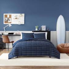 Navy Blue Microfiber King Comforter Set