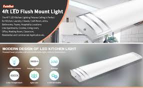 Alibaba.com offers 1,665 led flush mount ceiling light 4ft products. Faithsail 4ft Led Flush Mount Kitchen Light Fixtures 50w 5600lm 1 10v Dimmable 4000k 4 Foot Led Kitchen Lighting Fixtures Ceiling For Craft Room Laundry Fluorescent Replacement Etl Certified Amazon Com