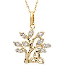 Buy quality irish gold pendants at the best prices and elevate your look. Irish Necklace 14k Gold Celtic Tree Of Life Trinity Knot Diamond Pendant At Irishshop Com Ijsh14p674
