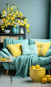 living room decoration in turquoise and