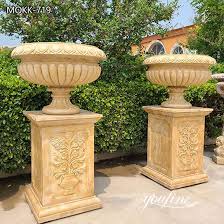 Beige Marble Flower Pots Antique Style