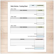 Printable Calories Tracking Sheet Daily Calorie Counting