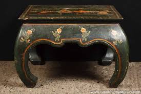Black Lacquer Chinoiserie Stool Side