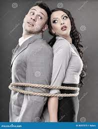 Couple tied with a rope stock image. Image of businesswoman - 36357575