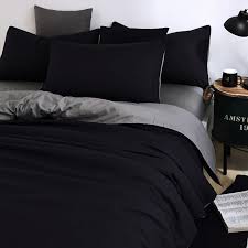 Pure Cotton Satin Bed Sets Black Grey