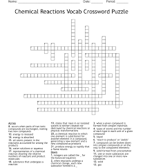 Chemical Reactions Vocab Crossword