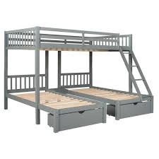 over twin wood triple bunk bed