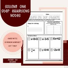 Solving One Step Equations Notes Made