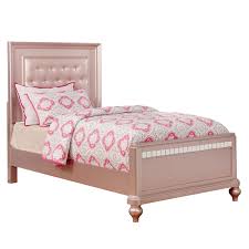 Tufted Twin Panel Bed In Rose Gold
