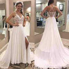 Find exquisite corset wedding dresses perfect for any bride, you'll find a wedding dress that fits your body and personality! Discount2019 Boho Beach Wedding Dresses Spaghetti Straps Lace Appliques Top Corset Back Country Style Bohemian Chiffon Bridal Gowns With Split From Weddingfactory 122 62 Dhgate Com