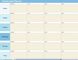 Weekly Meal Planner Excel Spreadsheet Weekly Meal Planner