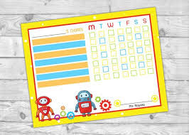 Printable Robotl Chore Chart Kids Sticker Chart Instant Download Reward Chart