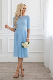 Jada Modest Dress Or Bridesmaid Dress In Light Blue Lace Chiffon