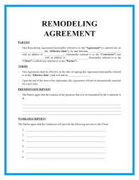 free remodeling contract template for